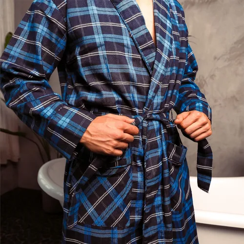 Vista 9 de NORTY Bata de baño suave de algodón cepillado para hombre, bata con cuello de chal, perfecta para baño, spa, dormitorio y más