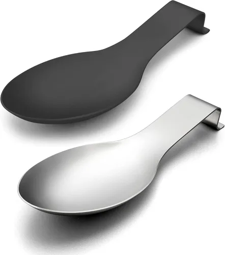 Vista 7 de LIANYU Soporte para cuchara negro para encimera de cocina, espátula de acero inoxidable, soporte para utensilios de cuchara y cucharón apto