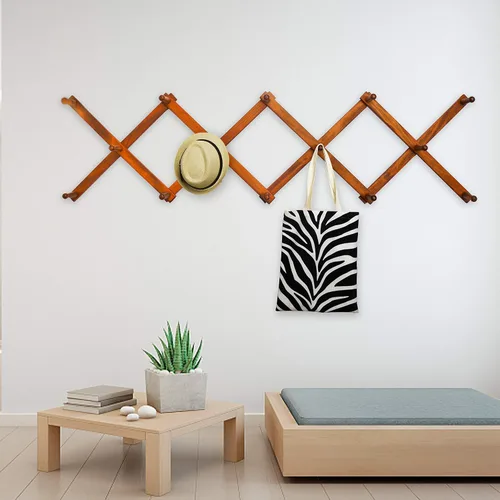 Vista 4 de WEBI Acordeón Colgador de Pared, Perchero de Sombreros Expandible de Madera para Perchero de Pared, Soporte de Ganchos de Sombrero de Acordeón