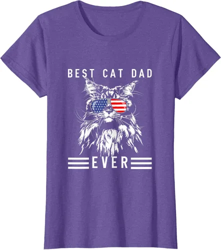 Vista 20 de Funny Maine Coon Cat Best Cat Dad Ever Funny Cat Maine Coon Camiseta, Negro, S