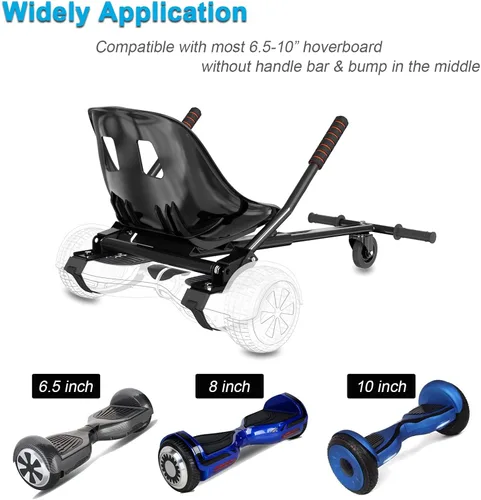 Vista 4 de Hishine Hoverboard Seat Attachment 265lbs Capacity, 26"-34.5" Adjustable Length Hover Board Go Kart Accessory w/Comfortable&Sturdy Seat,Go Cart