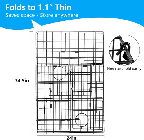 Vista 3 de QualyQualy 2 Packs Foldable Crab Trap 24", Crab Bait Bag，Pacific Heavy Duty Steel Crap Cage Kit with Harness, 100’ Sinking Line, Easy Store & Carry