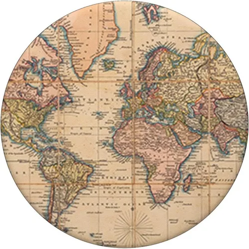 Vista 3 de PopSockets - Fondo de viaje para teléfono y tableta, diseño de mapa del mundo vintage, Negro