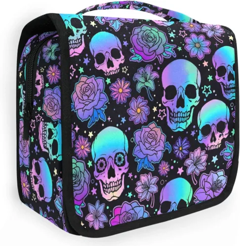 Vista 23 de MNSRUU Hanging Toiletry Bag Bats Satellites Skulls and Trees Travel Makeup bag for Toiletries Portable Travel Toiletry Organizer Cosmetic Bags with