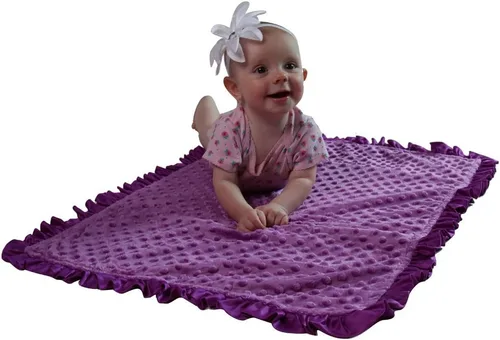 Vista 2 de Manta reversible para bebés y niñas, tela minky velboa (elige el color)
