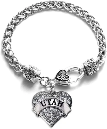 Vista 18 de Pulsera de plata con dije de corazón pavé con joyas de circonita cúbica