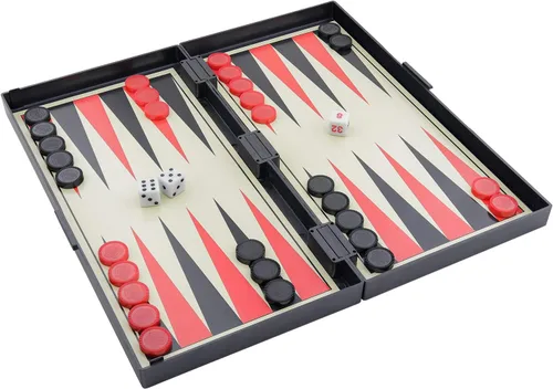 Vista 6 de Juego de cartas y backgammon de ajedrez magnético 5 en 1, mini juegos de mesa de tamaño de viaje