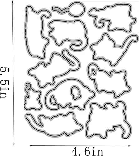 Vista 2 de Juego de sellos y troqueles de Cat Meow para hacer tarjetas, sellos transparentes y troqueles de corte de metal para álbumes de recortes