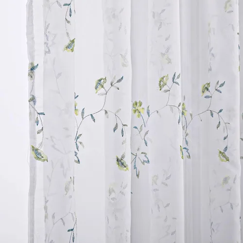 Vista 11 de Taisier Home Cortinas Traslúcidas Blancas Florales con Estampado de Flores y Bordado de Enredaderas para Dormitorio, Cortina con Bolsillo