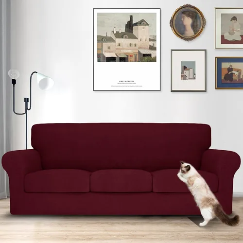 Vista 117 de MAXIJIN 2 piezas de fundas para silla con brazos, funda para silla de sofá para sala de estar, funda elástica para perros para una silla con 1 cojín