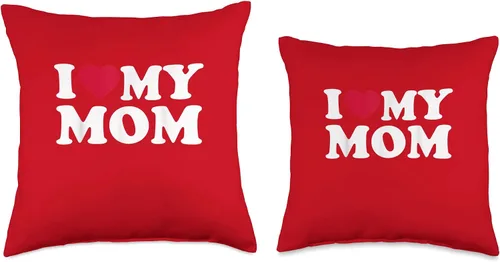 Vista 3 de Cute I Love My M.om Red Heart Love My M.oms Shirt Tshirt Funny Red Heart Love My Moms - Almohada para hombres y mujeres, 18 x 18 pulgadas, multicolor
