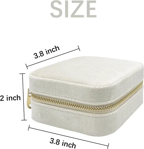 Vista 2 de Soddeph Joyero de terciopelo con espejo, mini estuche de joyería de viaje, estuche de viaje de joyería de felpa, pequeño organizador de joyas