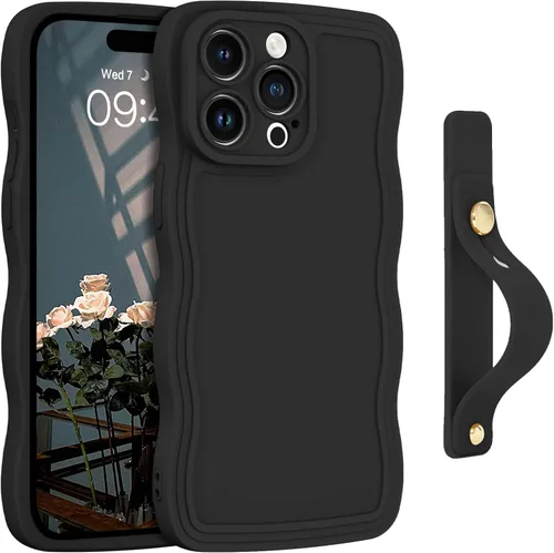 Vista 22 de GUAGUA Funda para iPhone SE 2022/2020, Funda para Teléfono iPhone 7/8 Diseño Lindo de Forma de Onda Rizada TPU Suave con Correa de Muñeca Soporte