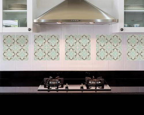Vista 21 de IRI-GIRI Adhesivos para azulejos de loseta en muro Calcomanías de pared de vinilo impermeables de 4 x 4 pulgadas para cocina y baño Azulejos
