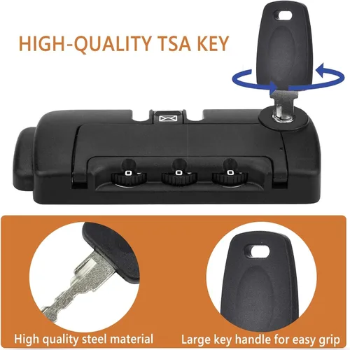 Vista 3 de TSA Key 002 007 - Maleta universal con llave de bloqueo con 2 anillos para combinaciones de contraseñas olvidadas de cerraduras de equipaje