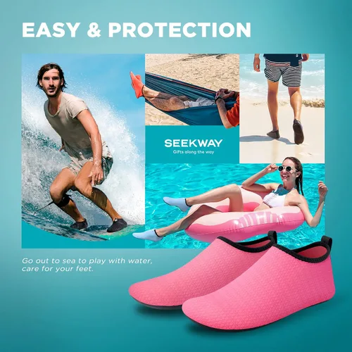 Vista 6 de Seekway - Zapatos de agua para hombres o mujeres adultos, tipo calcetín, de secado rápido, sensación de pie descalzo, ideales para la playa, nadar