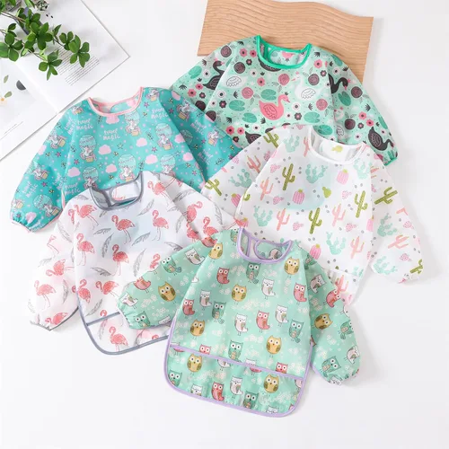 Vista 6 de 5 baberos de manga larga para bebé, babero impermeable con mangas de 3 a 24 meses