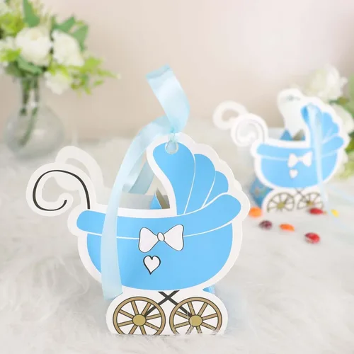 Vista 10 de Efavormart - Paquete de 25 cajas de regalo azules de 2 x 2 pulgadas para baby shower, con diseño recortado, cajas de regalo de cartulina prémium