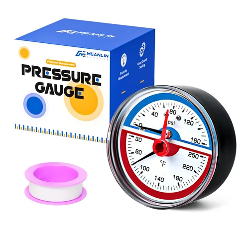 Vista 10 de MEANLIN MEASURE Manómetro térmico de acero inoxidable de 0-160 psi, 30-250 ℉, llenado de líquido, esfera de cara NPT de 2.5 pulgadas, con cinta