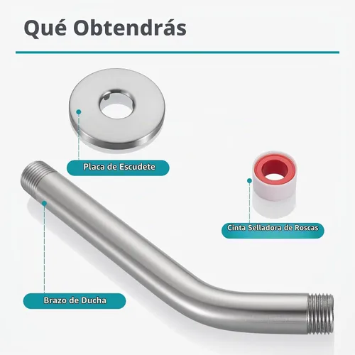 Vista 6 de Cobbe Brazo de ducha con brida y cinta de teflón, brazo de ducha de 6 pulgadas montado en la pared, extensión de acero inoxidable 304 para cabezal