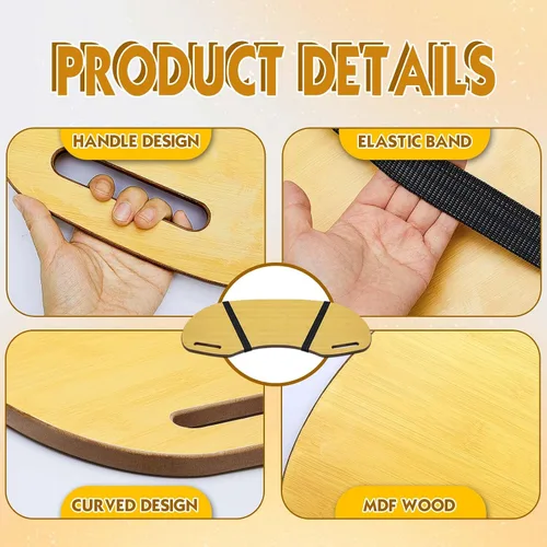 Vista 3 de Thyle 2 piezas de escritorio curvado de madera – 30.5 x 12.5 pulgadas mesa de regazo con asas, tablero de madera curvada bandeja para teclado