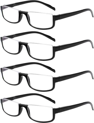 Vista 9 de Henotin 4 pares de anteojos de lectura para mujeres y hombres, lectores, marco de media luna, bloqueo de luz azul, lentes con bisagra de resorte