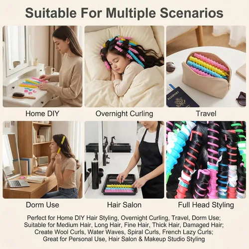 Vista 7 de 18 varillas de plástico en espiral para cabello, peluquería, peluquería, herramientas de salón para mujeres y niñas, colores aleatorios