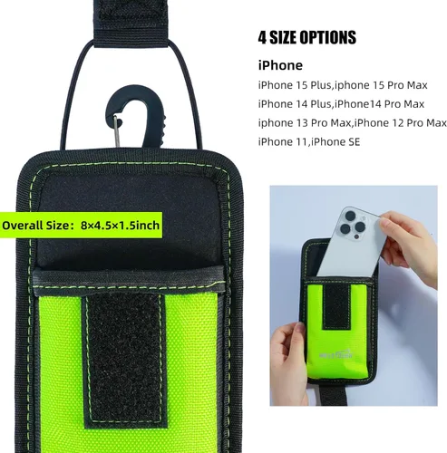 Vista 2 de MELOTOUGH Funda grande para teléfono celular con clip para cinturón para iPhone 16/15/14/13/12 Pro Max, Galaxy S25/S24/S23/S22 Plus y FE, lima Funda