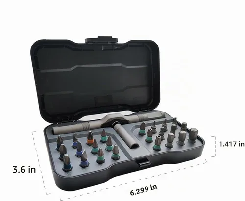 Vista 10 de Juego de destornilladores magnéticos de trinquete 24 en 1, kit de herramientas profesionales de precisión con estuche para electrónica, computadora