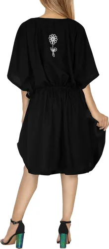 Vista 4 de LA LEELA Minivestido corto estilo caftán bohemio para mujer
