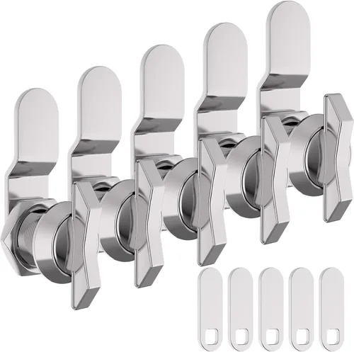 Vista 9 de BEBOBLY Cerradura de leva desplazada de 5/8 pulgadas, 5 compartimentos sin llave para RV, pestillo de cajón de buzón de gabinete, cilindro