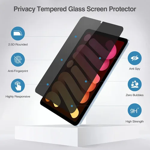 Vista 4 de ProCase Protector de pantalla de privacidad para iPad Mini 7ª (A17 Pro) 2024/Mini 6ª generación de 8.3 pulgadas 2021, protector de película