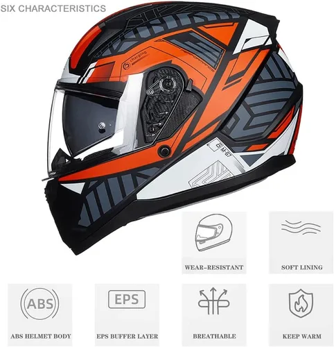 Vista 2 de Casco de motocicleta Bluetooth antivaho, doble visera, abatible, casco de moto de cara completa, aprobado por DOT, altavoz dual integrado