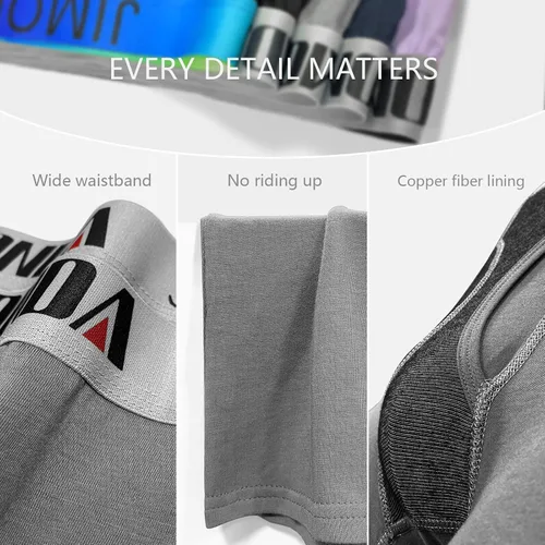 Vista 4 de Jimonda Paquete de ropa interior suave para hombre, transpirable, rayón de bambú y fibra de cobre, bragueta frontal con bolsa