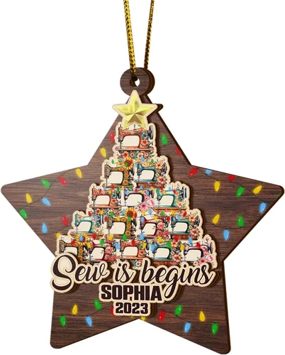 Vista 15 de V VIBEPY Adornos de costura personalizados impresos en todas partes, adornos de Navidad de costura, adornos de edredón, adornos de 3.5 pulgadas, 3