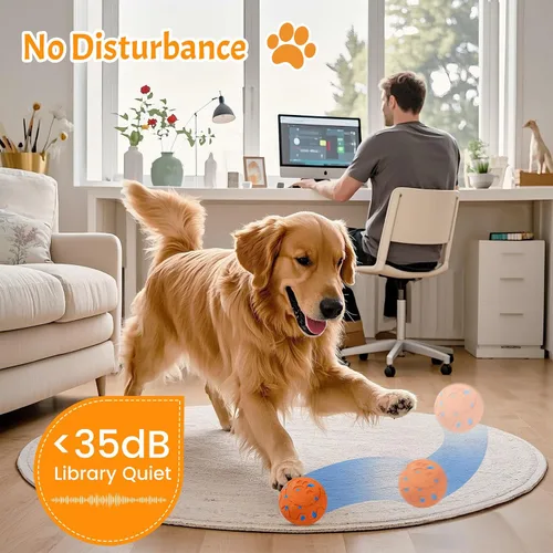 Vista 7 de Pelotas para perros: pelota interactiva para perros, juguete para perros con movimiento automático y rebote, material E-TPU, IP54 impermeable