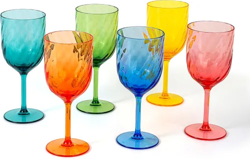 Vista 7 de KOXIN-KARLU Vasos de vino con tallo de plástico irrompibles clásicos de 14 onzas, vasos de acrílico multiusos, juego de 6 transparentes