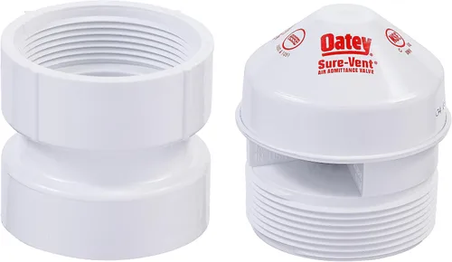 Vista 2 de Oatey 39016 Válvula de admisión de aire Sure-Vent, con adaptador de PVC de 1-1/2 pulgadas x 2 pulgadas