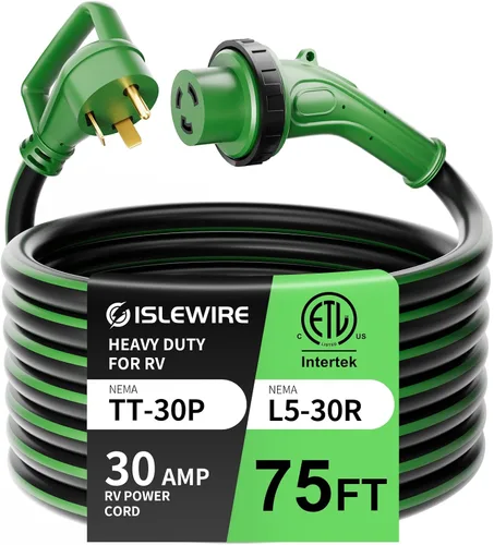 Vista 9 de Cable de alimentación RV de 30 amperios y 15 pies, cable STW resistente de calibre 10 con conector giratorio indicador de alimentación LED, NEMA