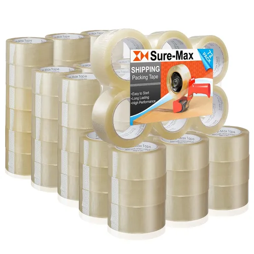 Vista 12 de Sure-Max Cinta de embalaje de cartón premium de 1.8 mil 330 pies (110 yardas), transparente, 6 rollos