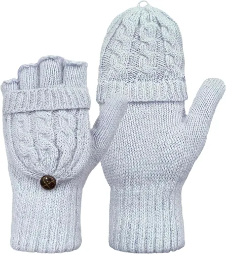 Vista 61 de Beurlike Guantes de invierno para mujer, de lana cálida, a prueba de viento, convertibles, sin dedos