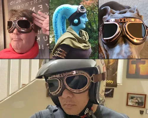 Vista 6 de Gafas de cosplay Steampunk para motocicleta, disfraz retro estilo piloto