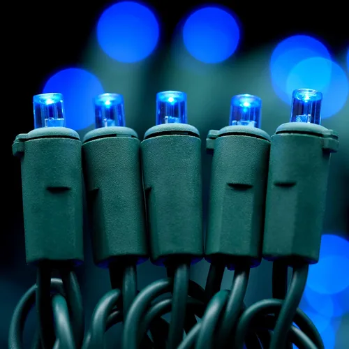 Vista 5 de YULETIME 200 luces LED de Navidad azules de gran angular, 66 pies, cable verde, certificado UL, 0.197 in, juego de luces navideñas (azul) Stay
