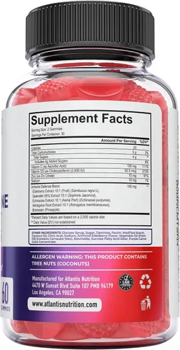 Vista 9 de Atlantis Nutrition Gomitas de apoyo inmunológico 8 en 1 con saúco Suplemento inmunológico con saúco, quercetina, zinc, vitamina C - Potenciadores