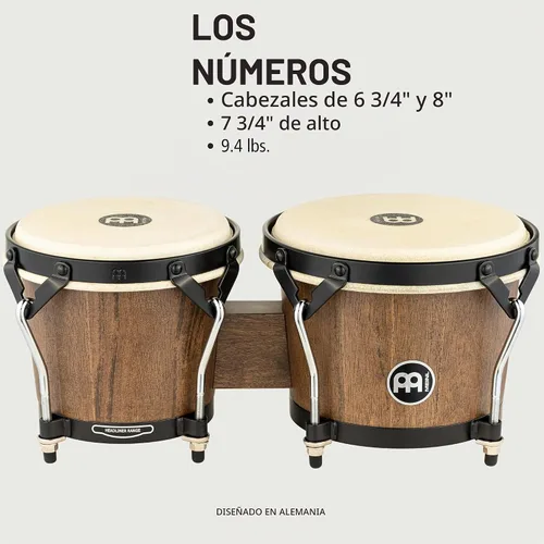 Vista 7 de Meinl Percussion HTB100WB-M Headliner Traditional Designer Series Bongos de madera, marrón nogal