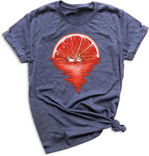 Vista 3 de Camiseta de verano con frutas de limón y puesta de sol, divertido diseño tropical retro, camiseta unisex de manga corta, camisa de hola verano