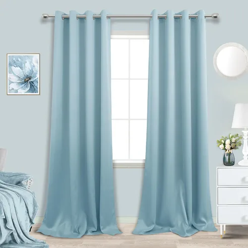 Vista 51 de KOUFALL Cortinas de Baño Aqua para Ventana, Juego de 2 Paneles Decoración Costera Cortinas Cortas Opacas para Ventana Pequeña de Cocina Puerta