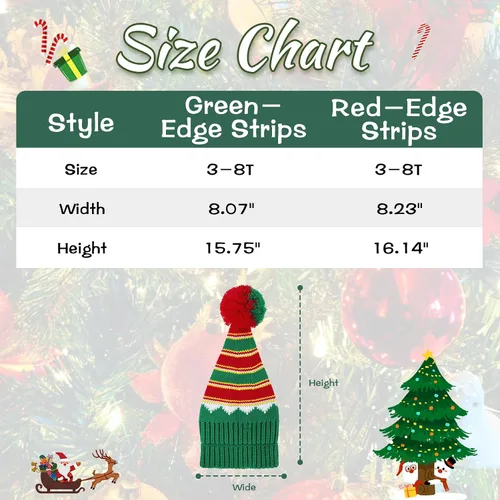 Vista 3 de Century Star Gorro de Papá Noel para bebé, gorro de Navidad para niños pequeños, gorro de Navidad cálido, elfo de cola larga, gorro de Papá Noel