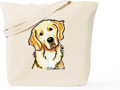 Vista 15 de CafePress Bolsa de compras de lona beige natural reutilizable con diseño de raza Golden Retriever