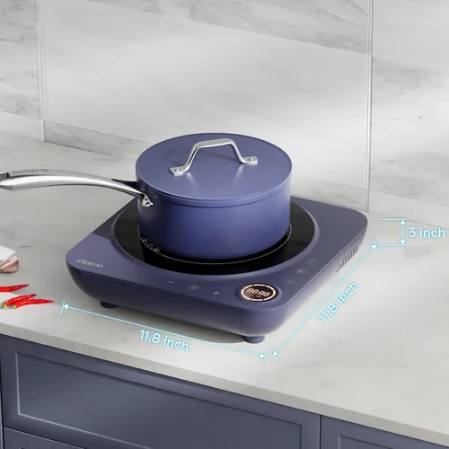 Vista 9 de CIARRA CATIH1A-M Placa de Inducción Portátil, Quemador Eléctrico Individual Delgado para Encimera con Sensor Táctil y Temporizador Digital, Azul